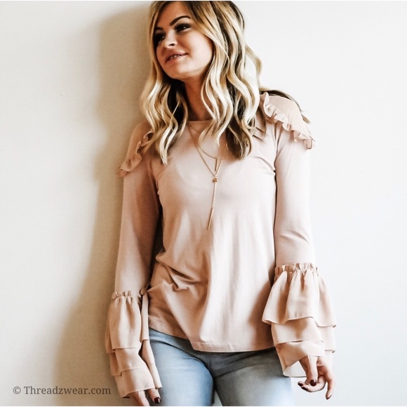 LAST ONE! Beautiful Ruffle Sleeve Top - Picture 6 of 9